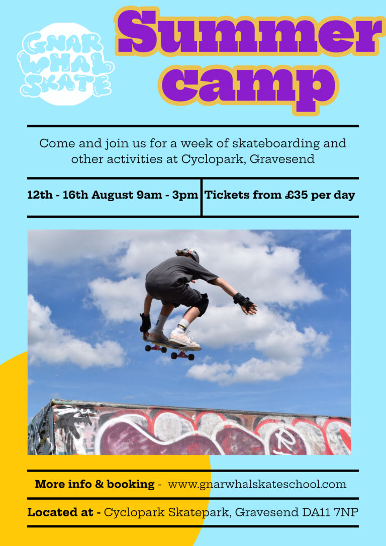 Summer Skateboarding Camp at Cyclopark, Gravesend: Join us from 12th-16th Aug