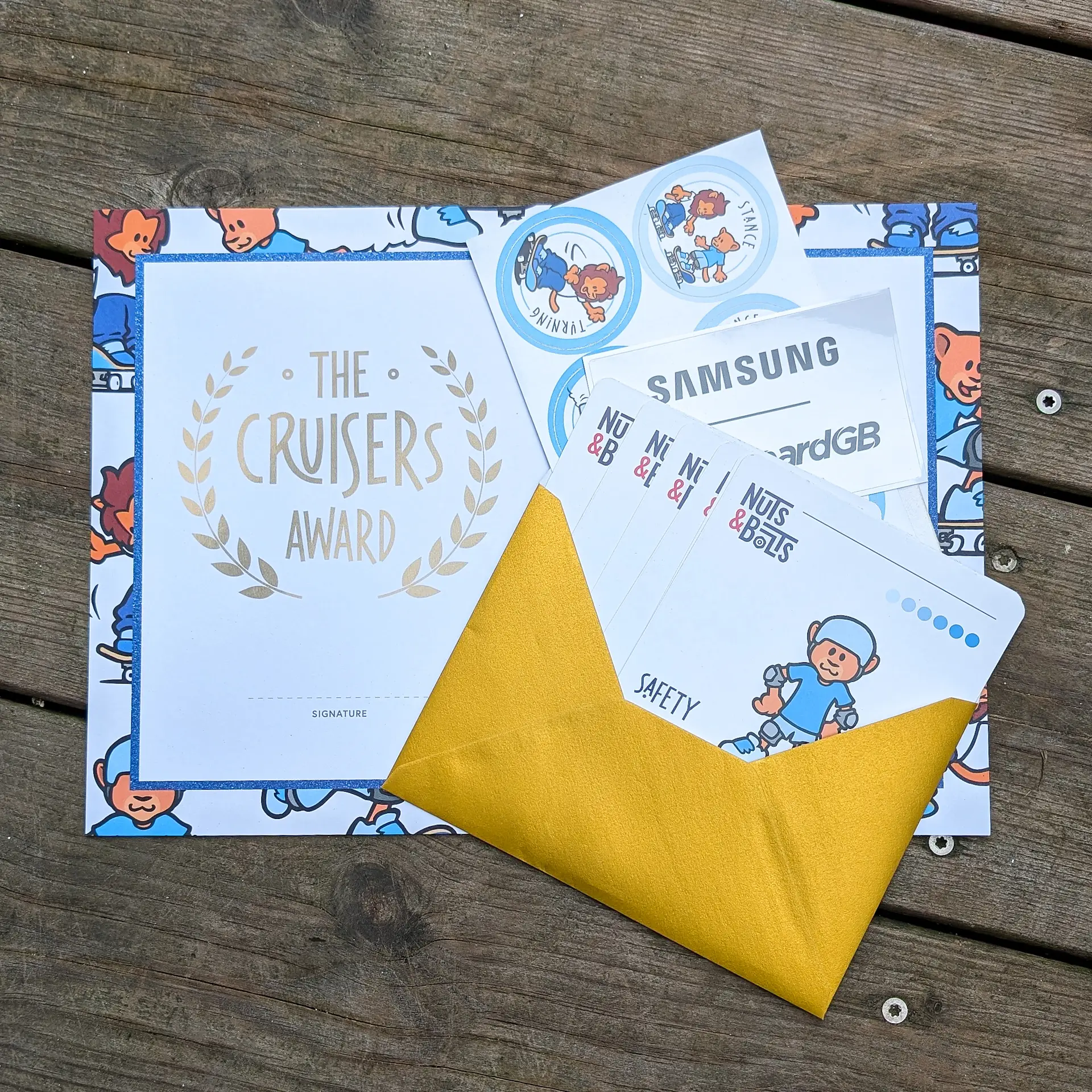 Skateboard GB Cruiser Award certificate recognizing excellence in skateboarding.